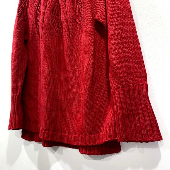 Chaps Red Cable Knit Sweater Long Sleeve Pullover Size S/P - Picture 7 of 9